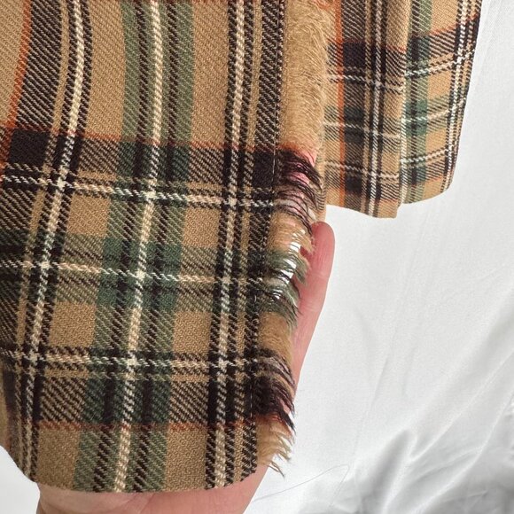 Vintage 80s The Edinburgh Woolen Mill Tan Plaid Pleated Wrap Midi Skirt Size 8 - Picture 6 of 13